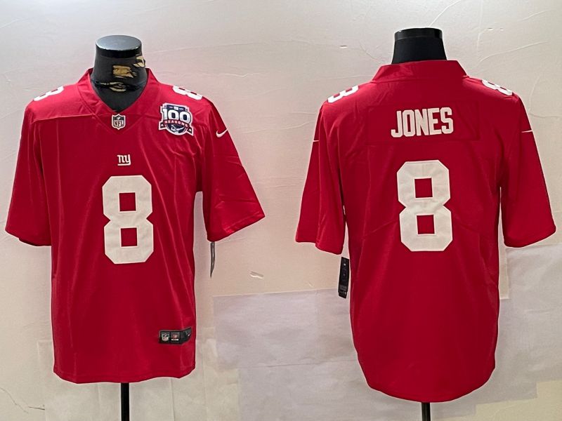 Men New York Giants #8 Jones Red 2024 Nike Vapor Limited NFL Jersey style 2->new york giants->NFL Jersey